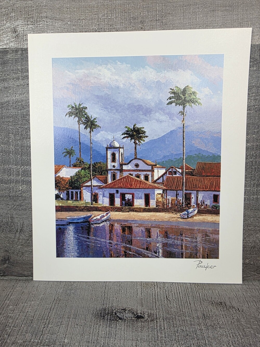 Pauker Tropical Coastal Village Harbor Art Seriolithograph Mediterranean 197.8
